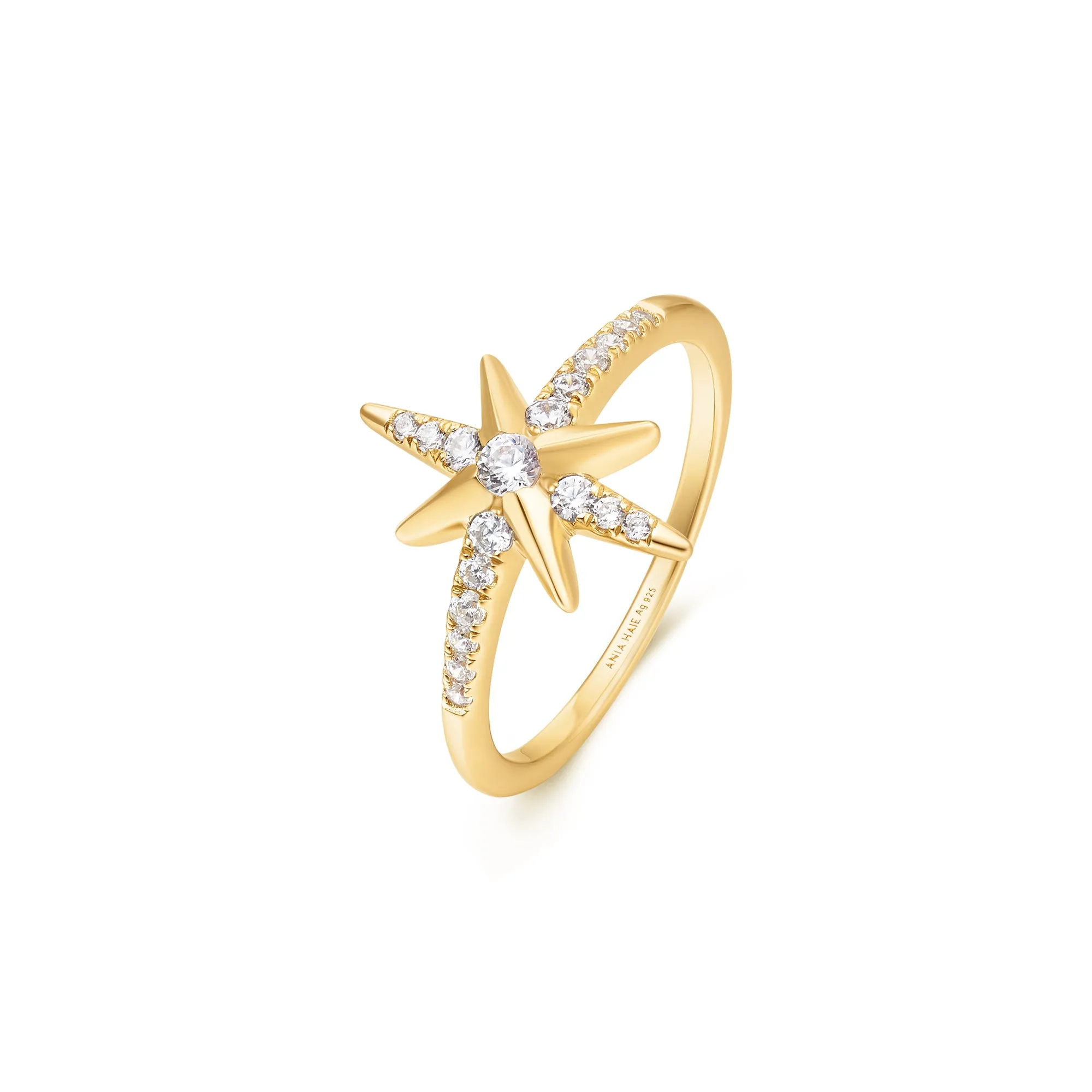 Gold Eight-Pointed Star Signet Ring