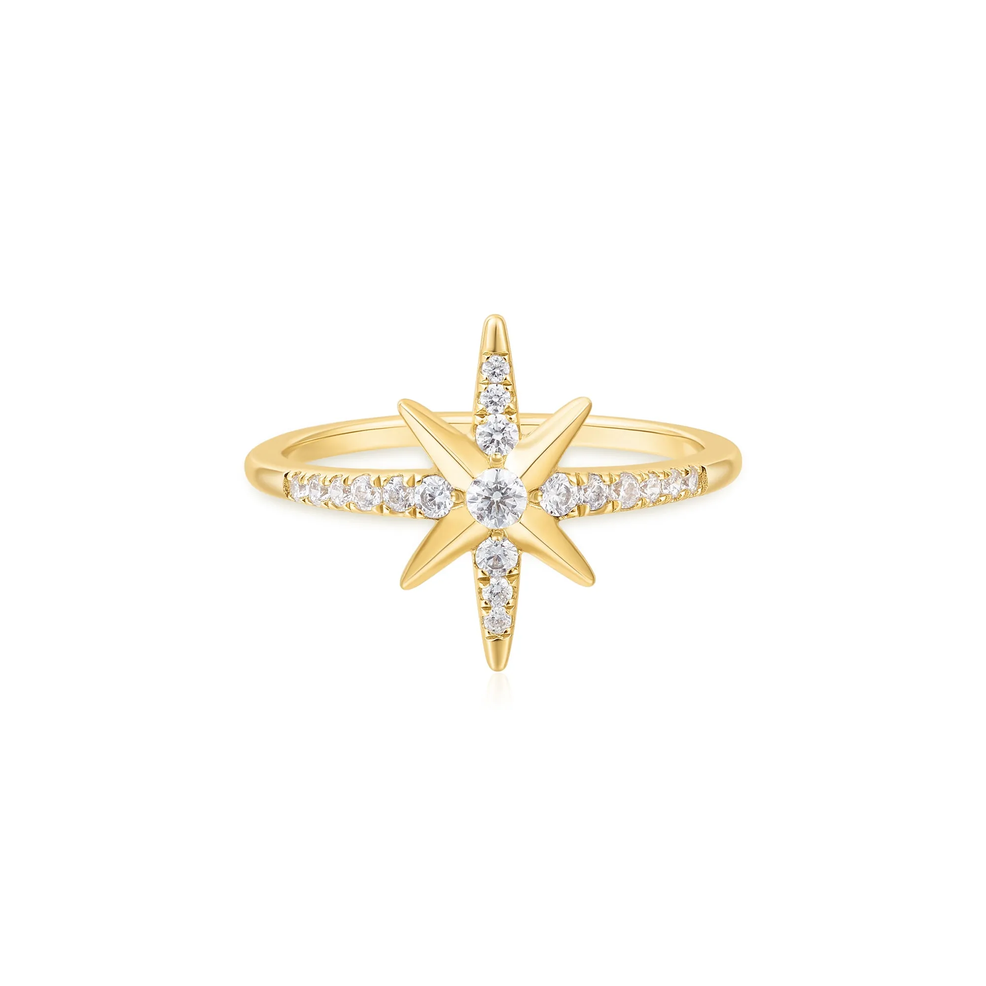 Gold Eight-Pointed Star Signet Ring