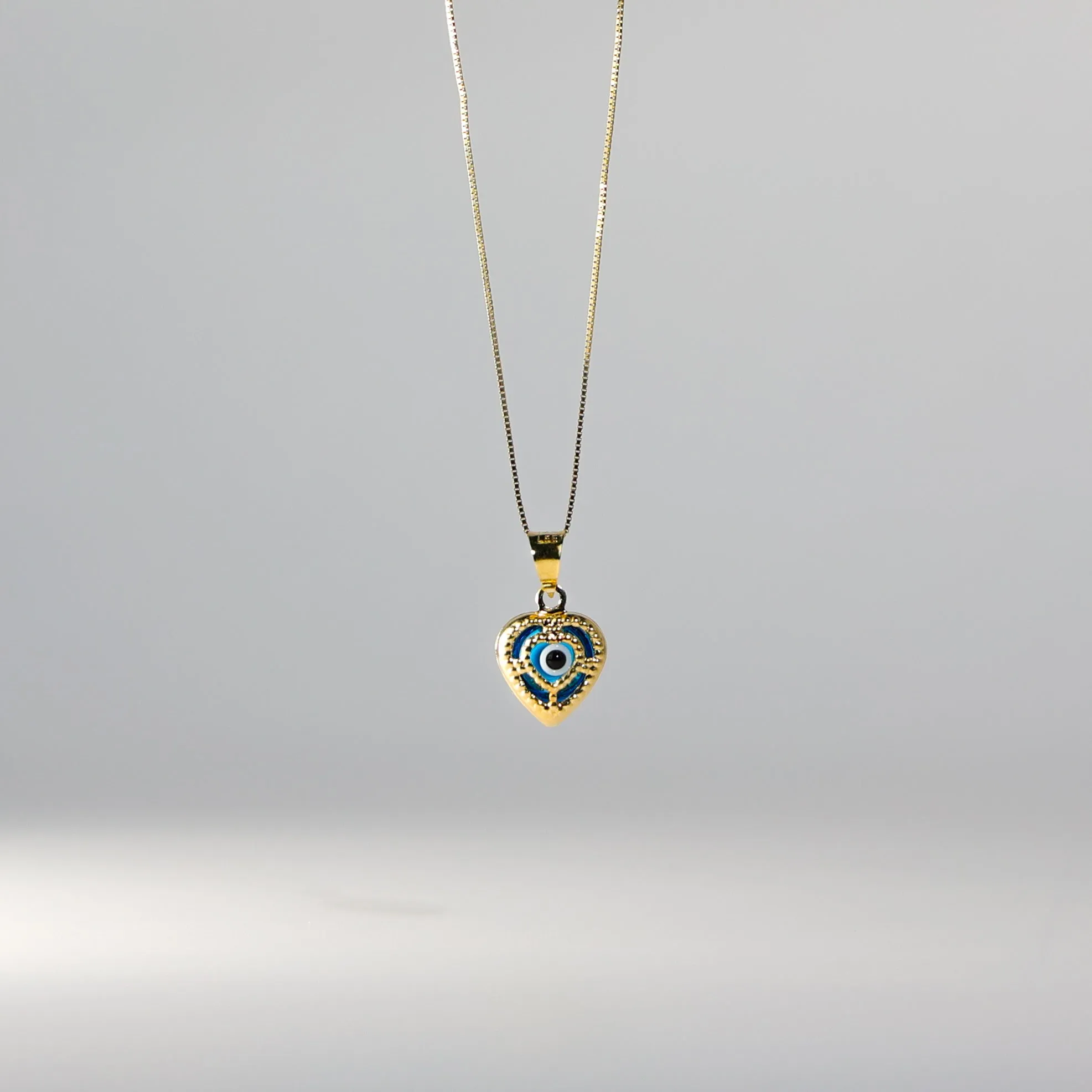 Gold Evil Eye Heart Hamsa Pendant - Model 1715