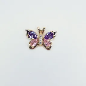 Gold Filled Butterfly Purple & Pink Cubic Zirconia Charm