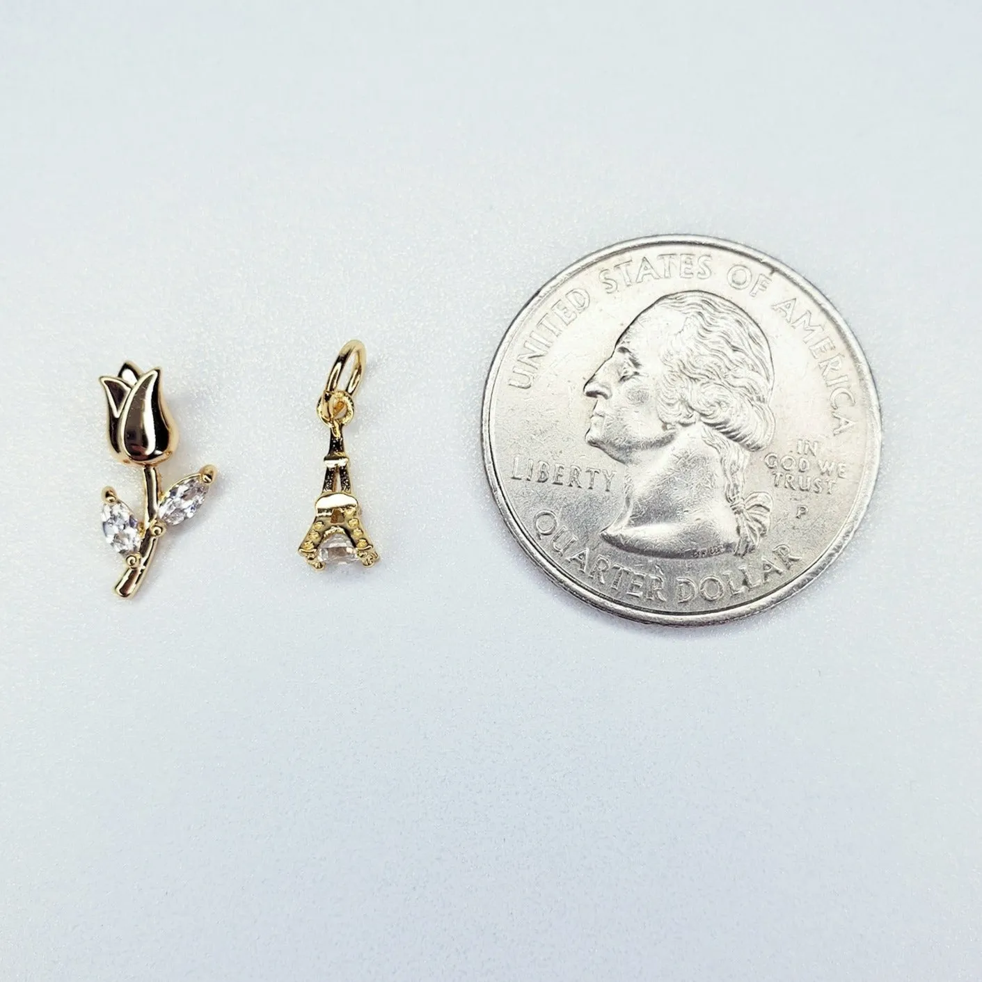 Gold Filled Dainty Romantic Cubic Zirconia Charms