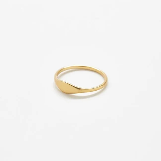 Gold Mini Signet Ring - Tarnish & Water Resistant