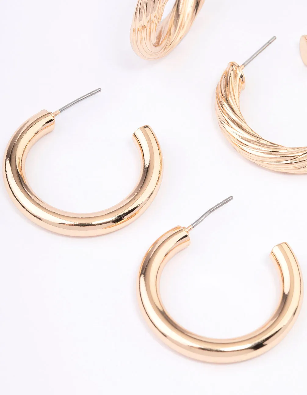 Gold Mixed Hoop Earrings 3-Pack