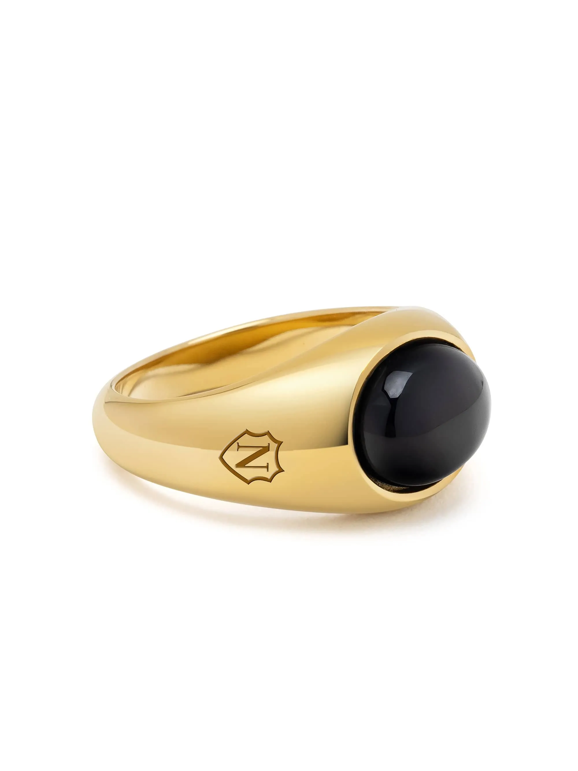 Gold Oval Signet Ring with Black Onyx