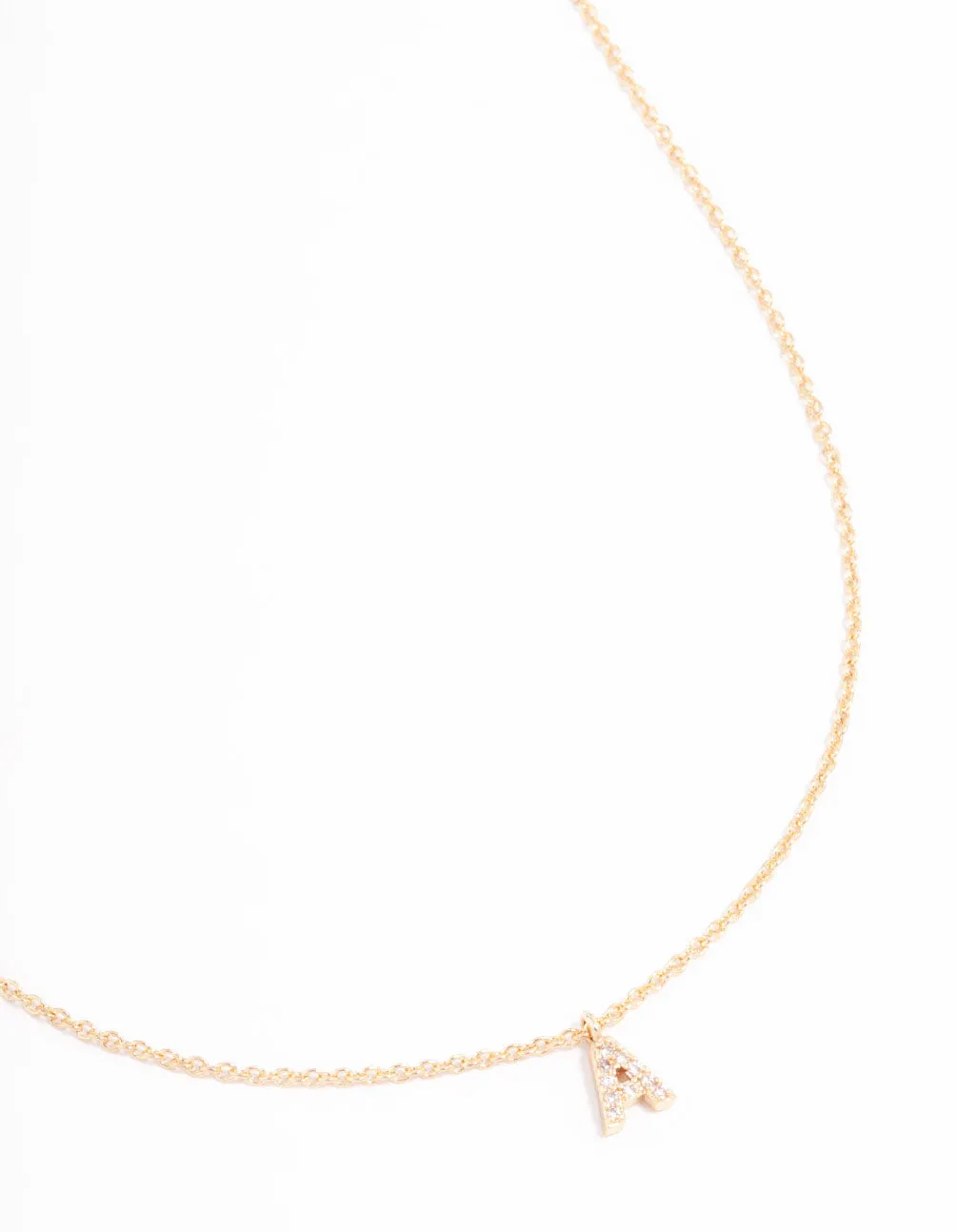 Gold Plated Cubic Zirconia Letter A Necklace