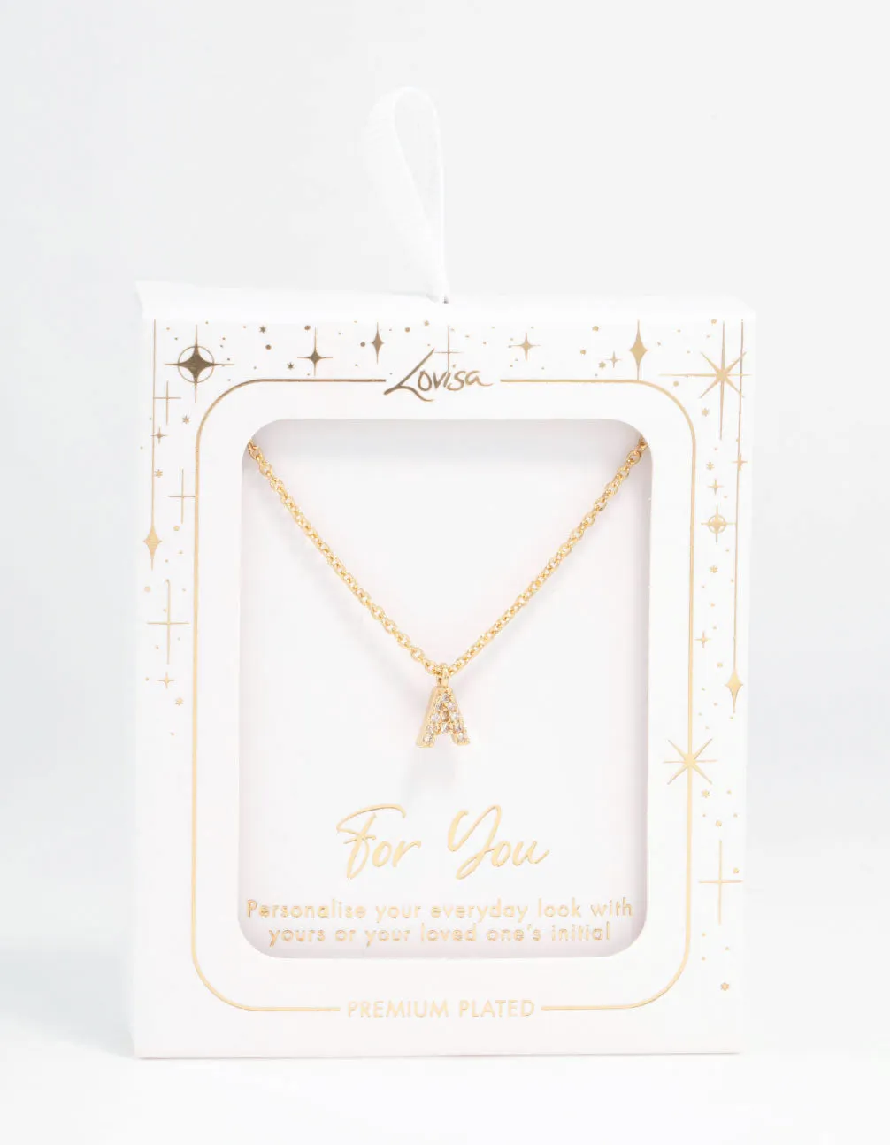 Gold Plated Cubic Zirconia Letter A Necklace