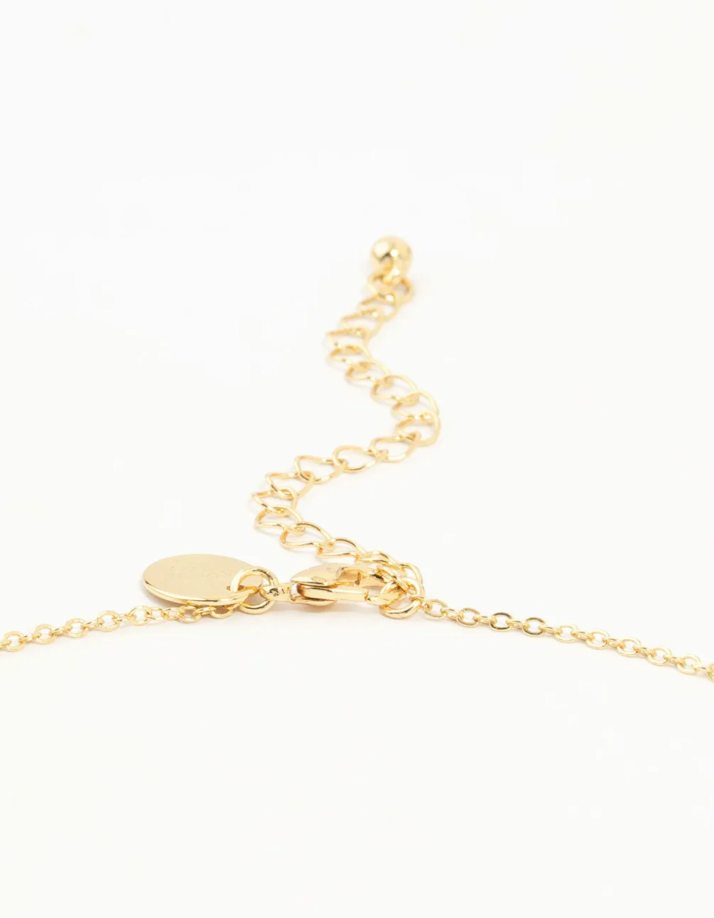 Gold Plated Diamante Outline Pendant Flower Necklace