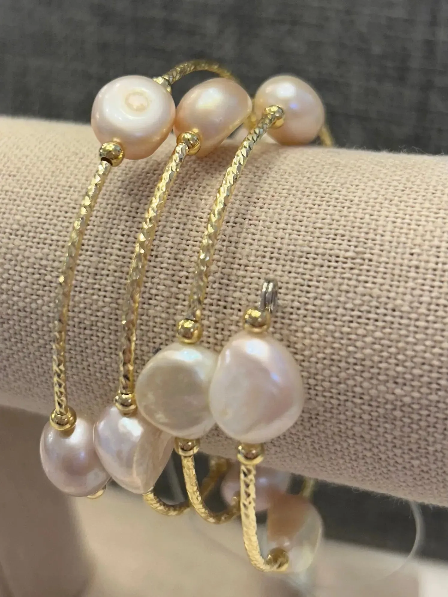 Gold Spring Pearl Wrap Bracelet