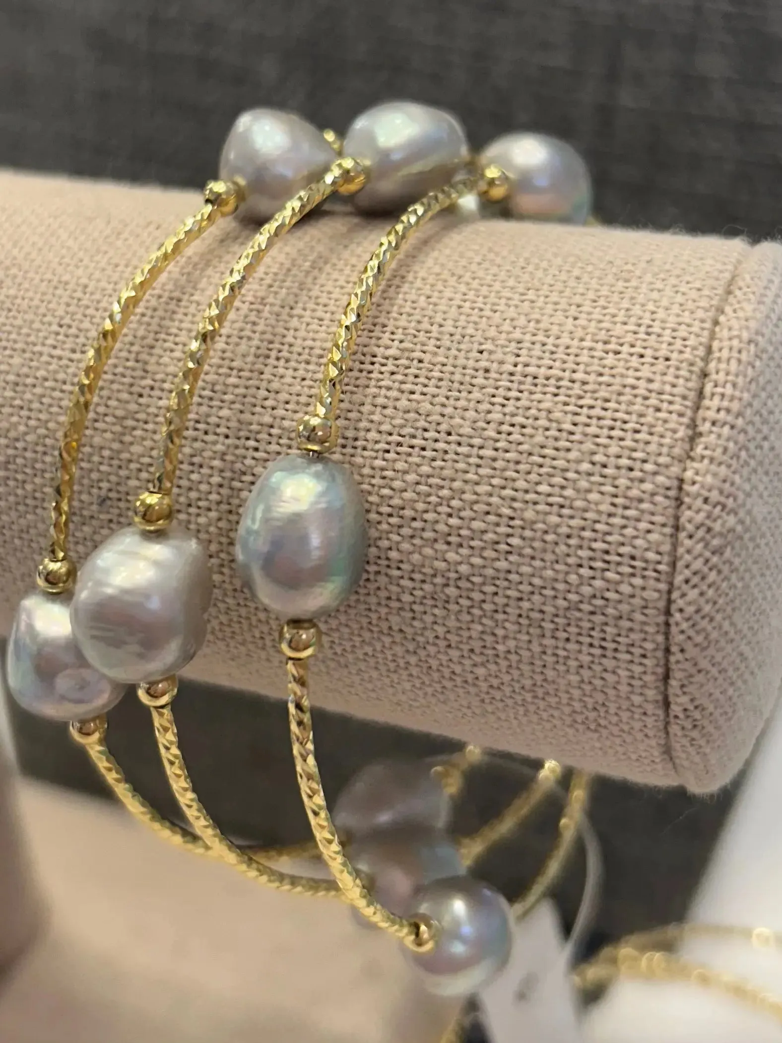 Gold Spring Pearl Wrap Bracelet