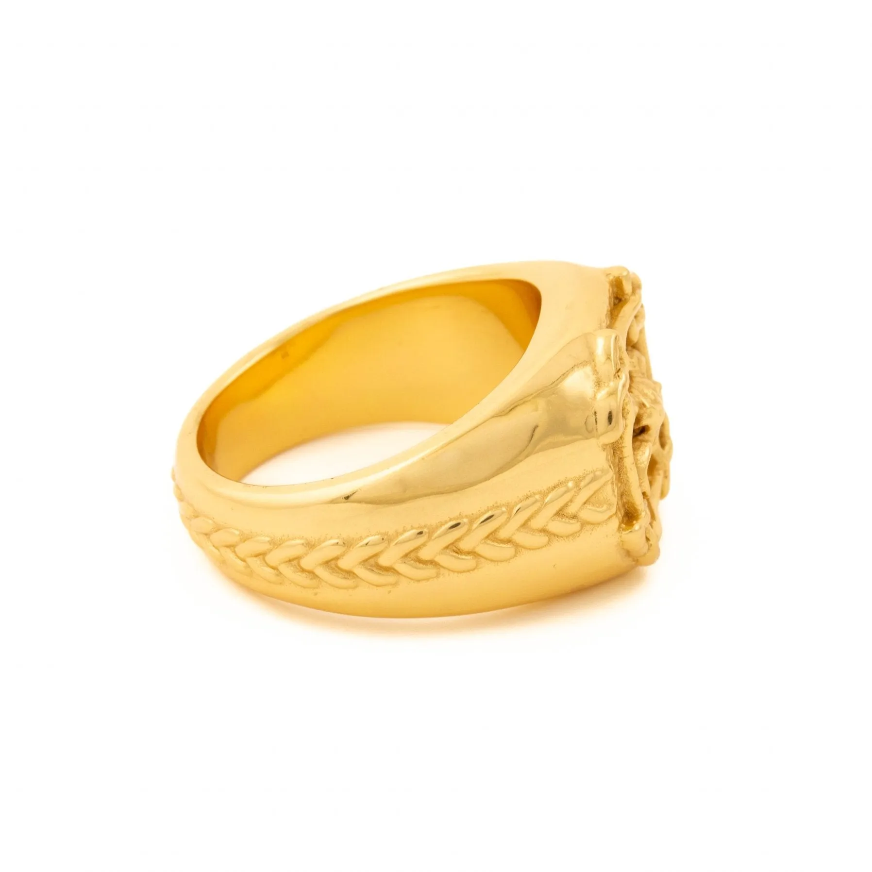 Gold Squared Celtic Aries Ring