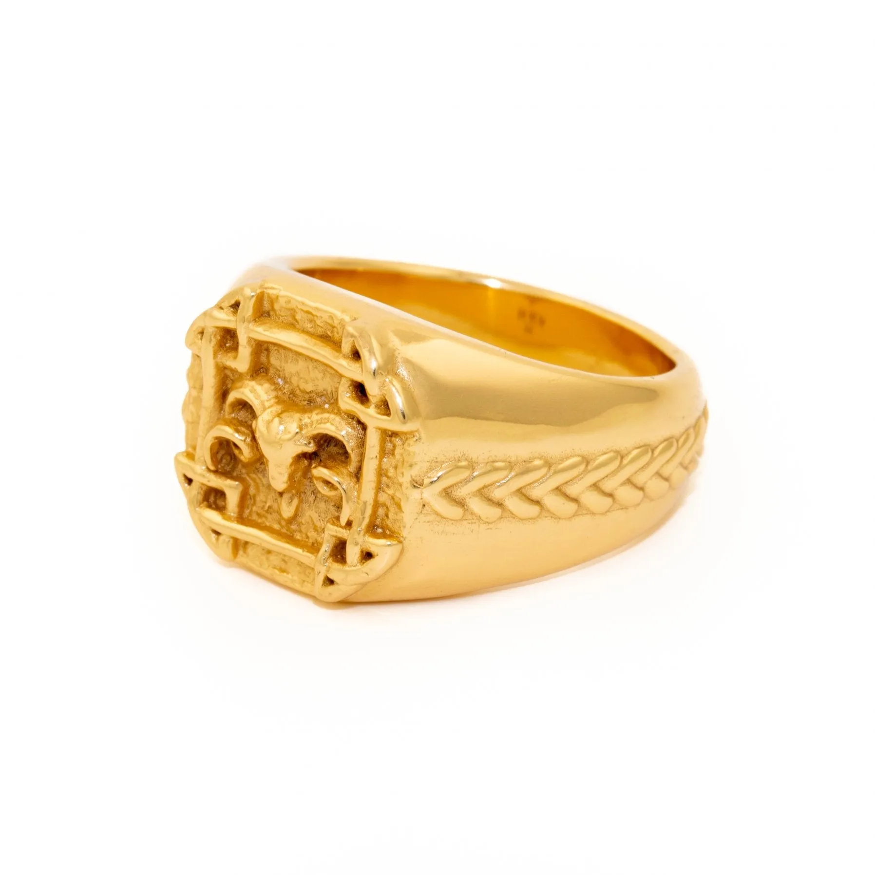 Gold Squared Celtic Aries Ring