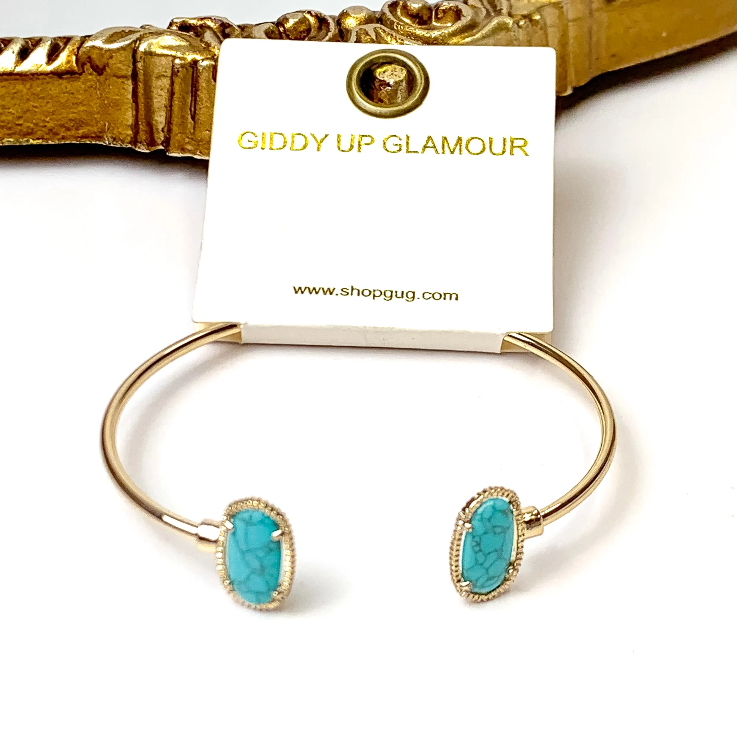 Gold Tone Cuff Bracelet in Turquoise