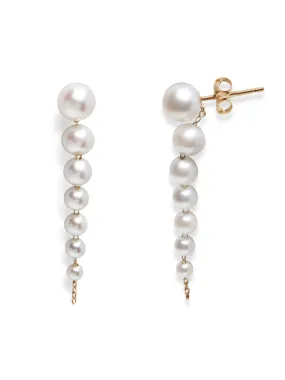 Graduated Akoya Pearl Yellow Gold Drop Earrings