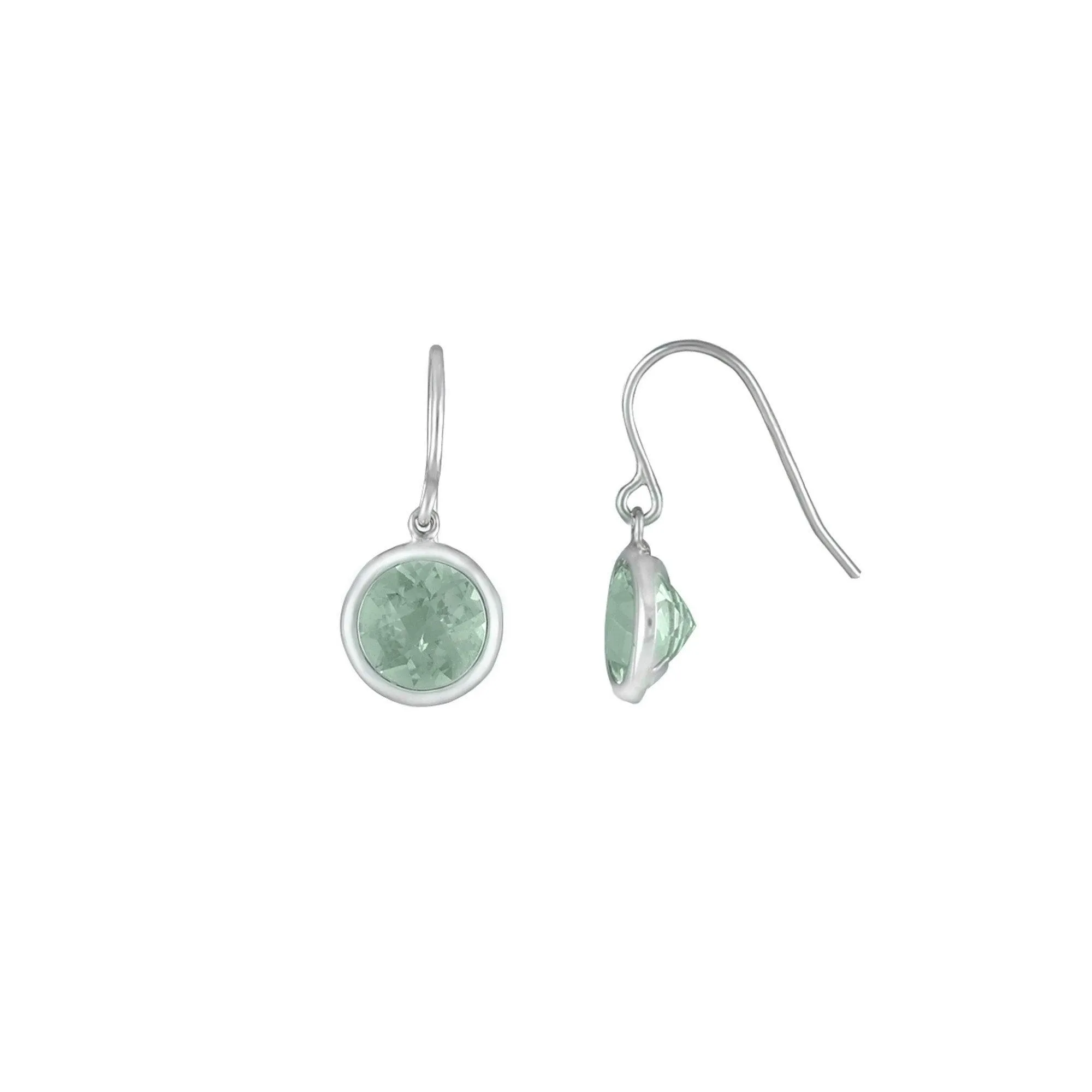 Green Amethyst Dangle Earrings in Sterling Silver