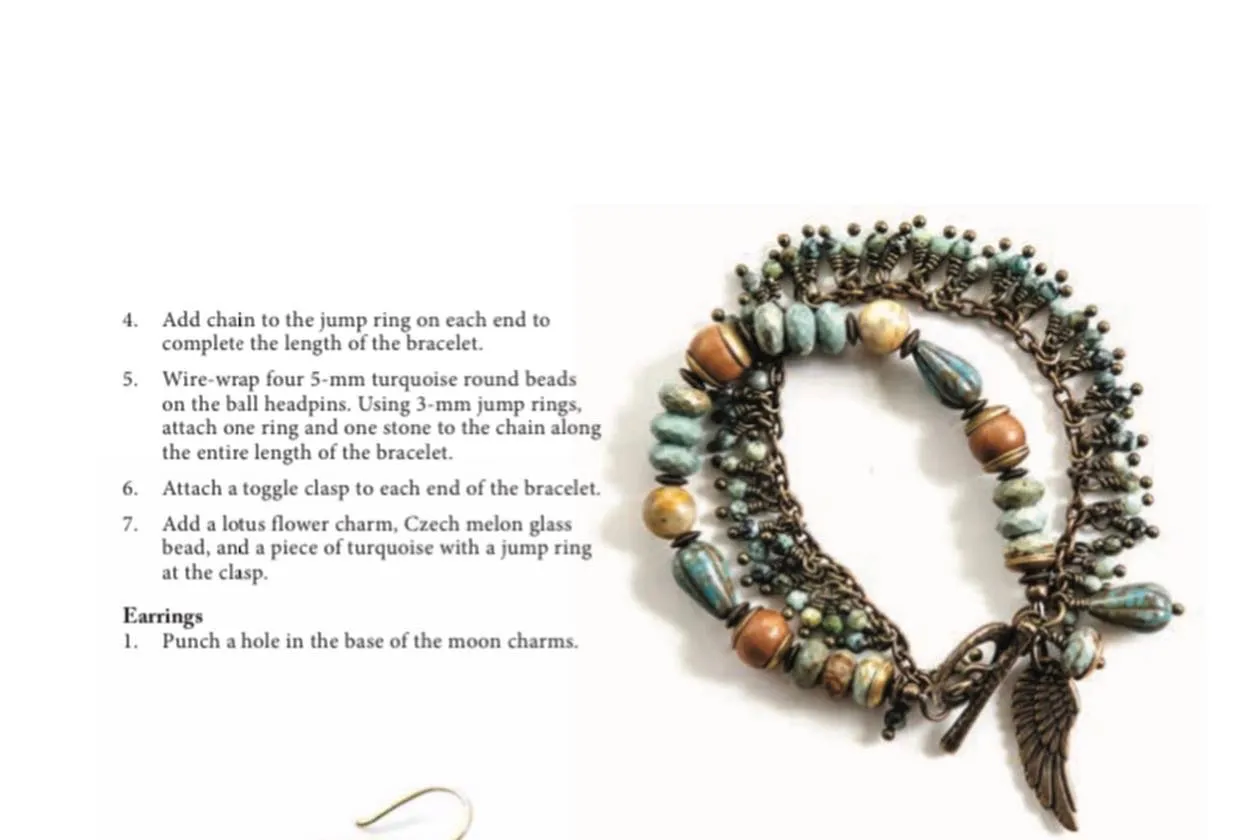 Green turquoise stone, sandalwood, Czech glass, Jasper, and bronze metal wire wrapped bracelet.