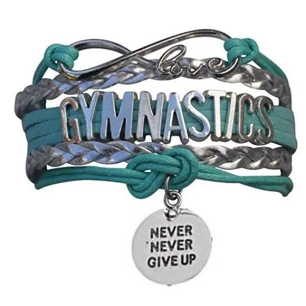 Gymnastics Never Give Up Infinity Bracelet- 13 Colors