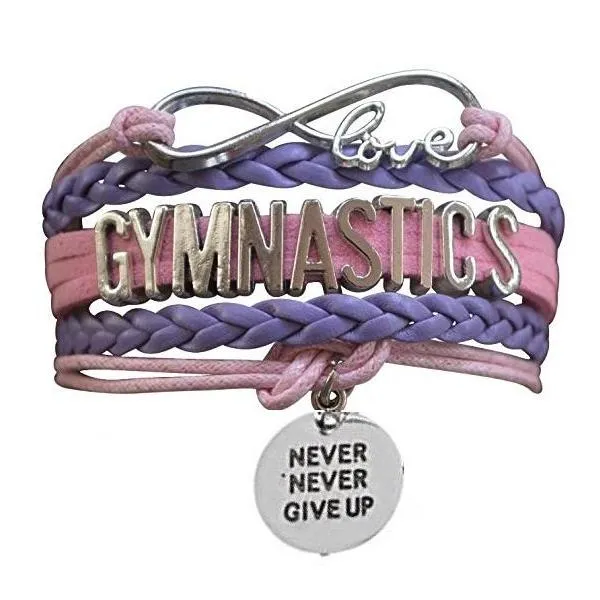 Gymnastics Never Give Up Infinity Bracelet- 13 Colors