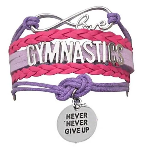 Gymnastics Never Give Up Infinity Bracelet- 13 Colors