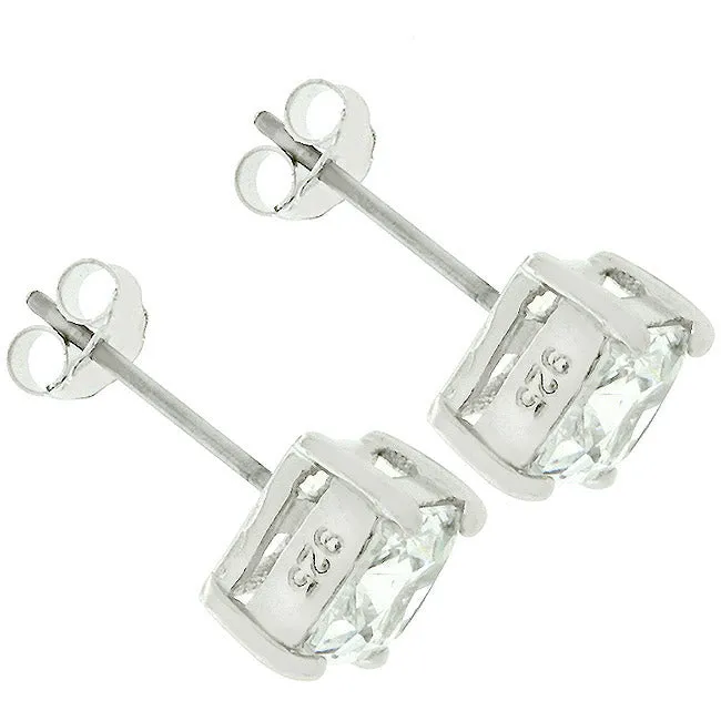 Halen Princess Cut Stud Earrings  – 6mm  | 1.25 ct | Sterling Silver