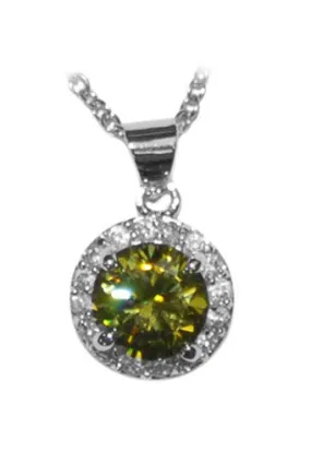 Halo Olive Crystal Petite Pendant Necklace