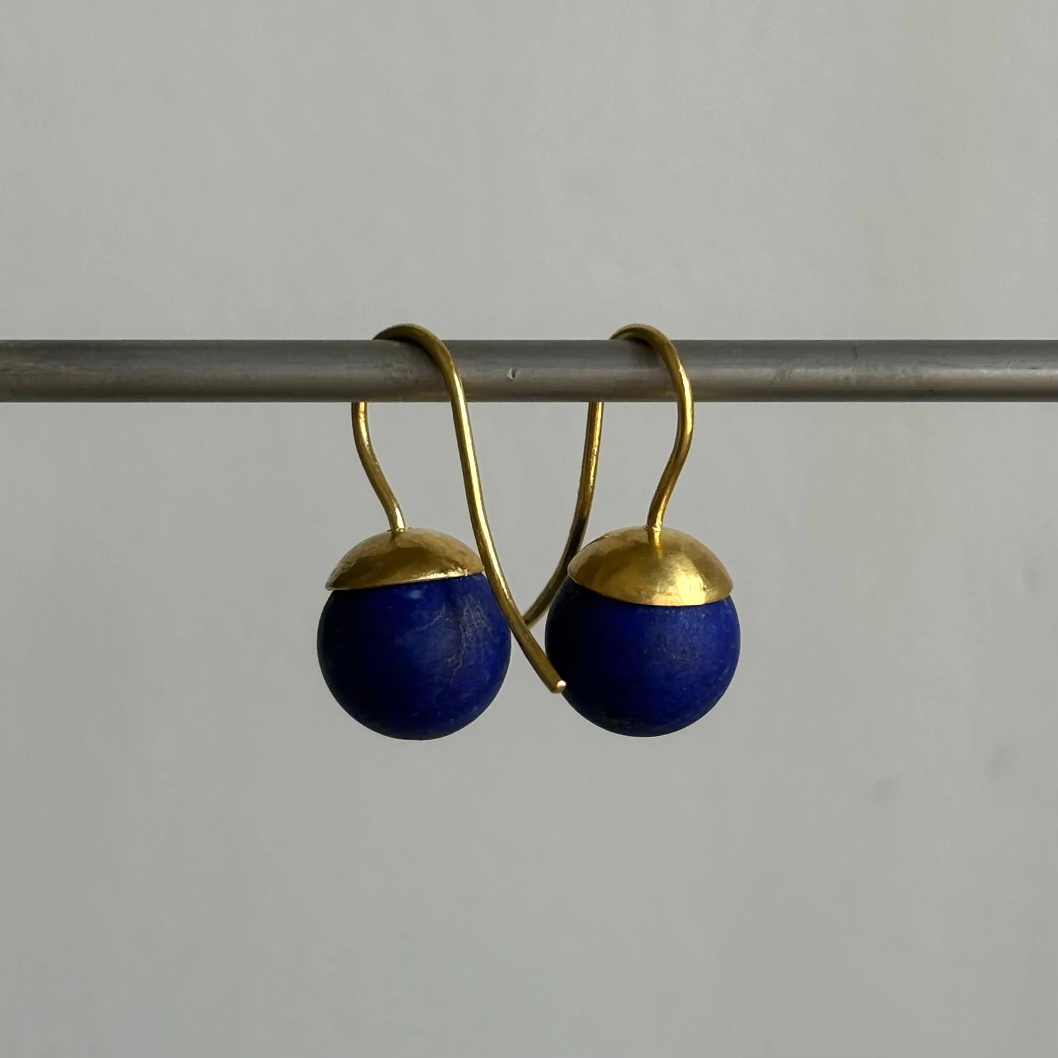 Hammered Dome Lapis Earrings