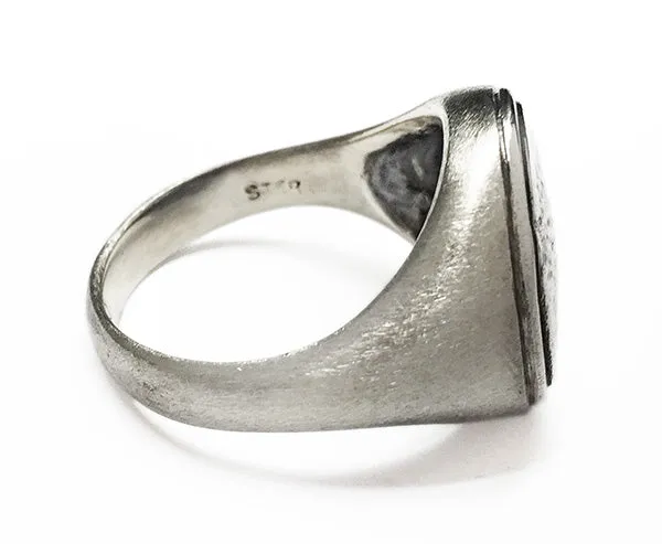 Hammered Oval Silver Signet Ring