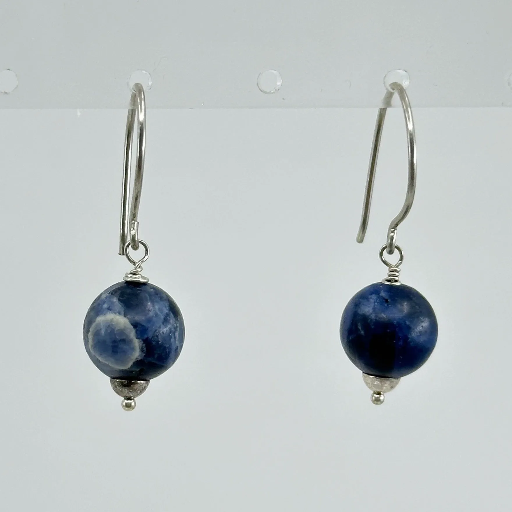 Hand made sterling silver sodalite bead earrings