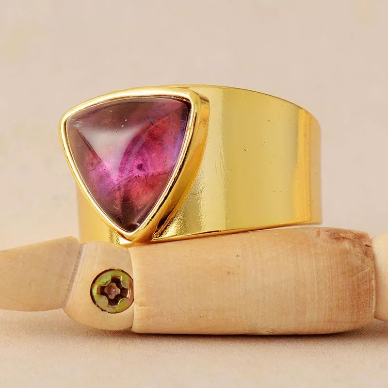 Healing Crystals Triangle Ring