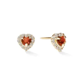 Heart Gemstone Halo Studs Garnet