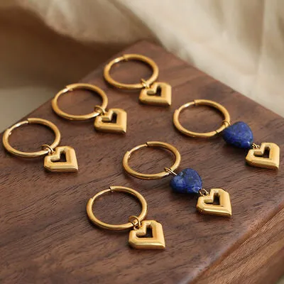 Heart Shaped Lapis Lazuli Dangle Earrings (2 colors)