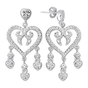 High-Polished 925 Sterling Silver Earrings with AAA Grade CZ in Clear for Women Clear Stone Color Style 6X278