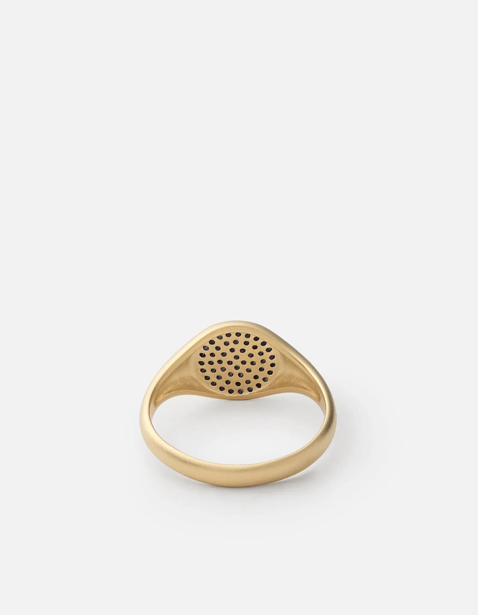 Horizon Signet Ring, 14k Matte Gold/Black Diamonds