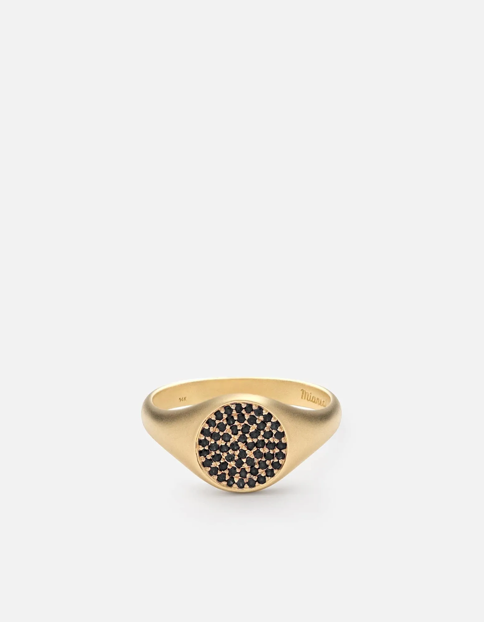 Horizon Signet Ring, 14k Matte Gold/Black Diamonds