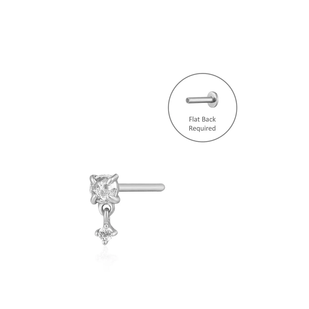 IDA | Rose Cut Double White Sapphire Threadless Flatback Earring