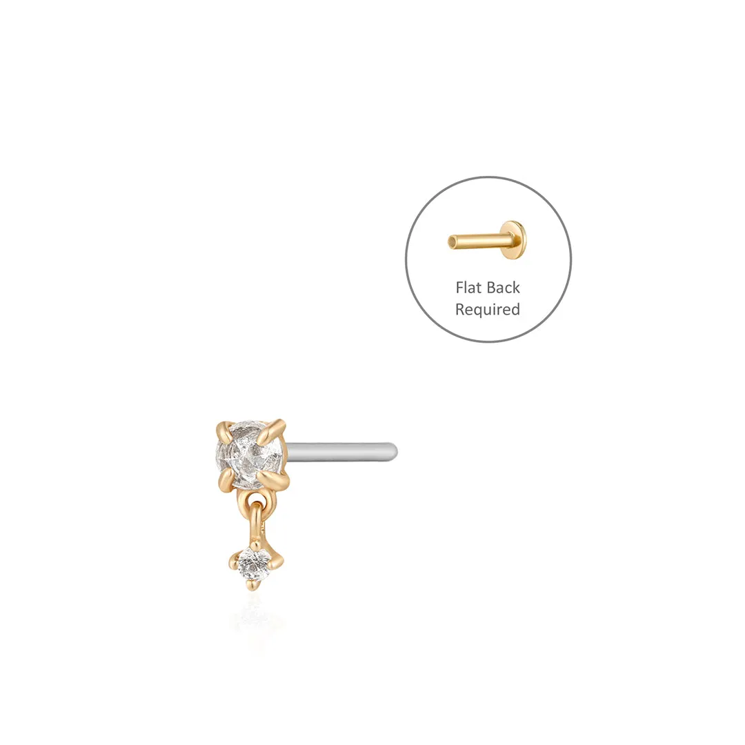 IDA | Rose Cut Double White Sapphire Threadless Flatback Earring