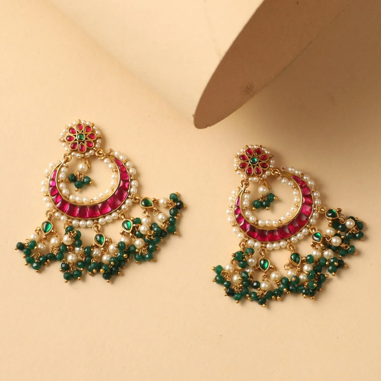 Inca Antique Jadau Chandbali Earrings