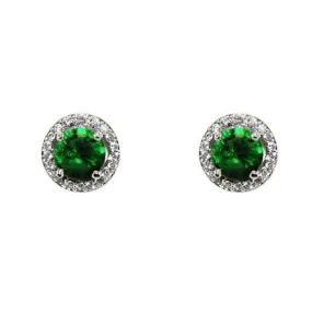 Isla Emerald Round Halo CZ Stud Earrings - 10mm | 1.2ct