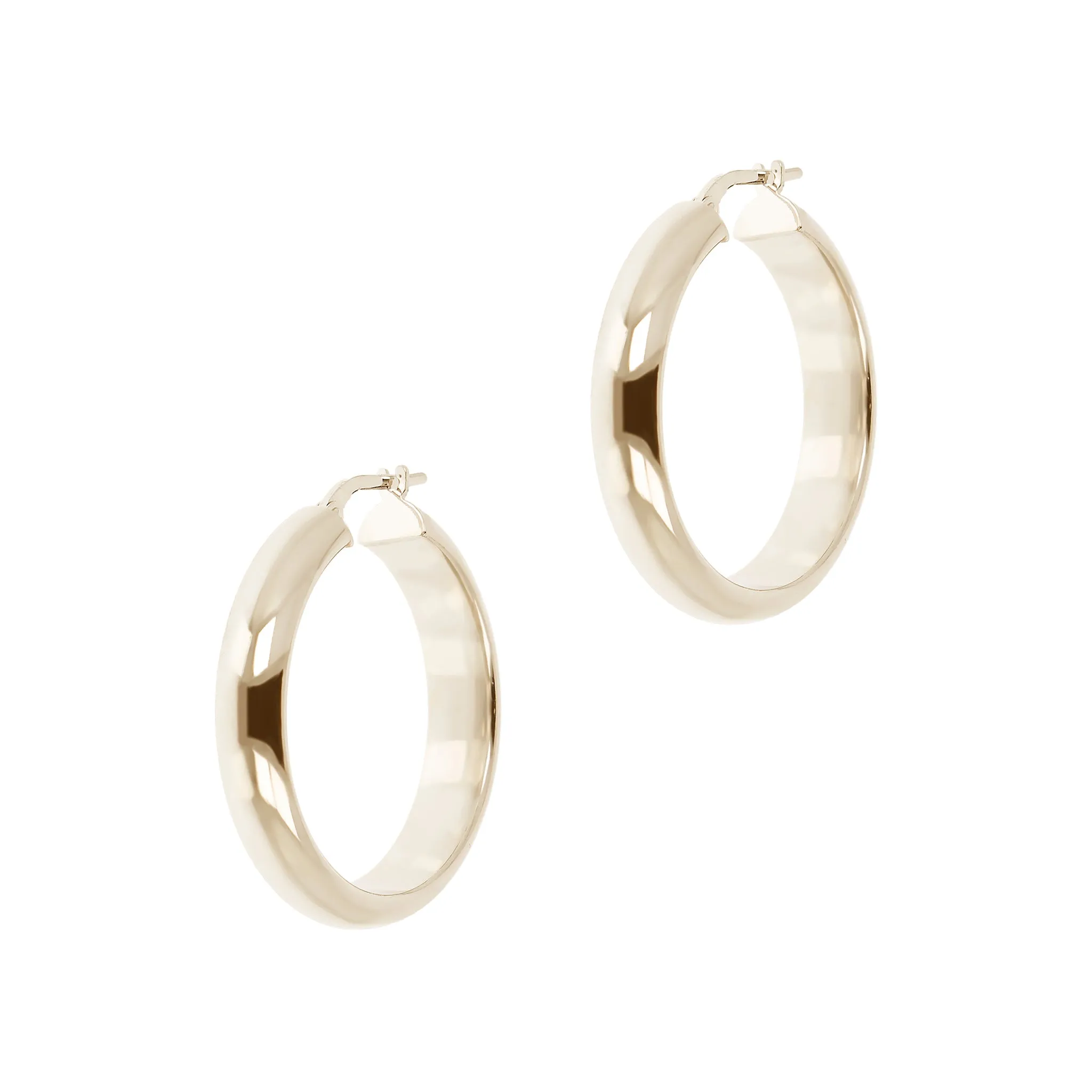 Italian Sterling Silver 1-1/4" Polished Hoop Earrings