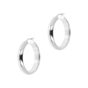 Italian Sterling Silver 1-1/4" Polished Hoop Earrings