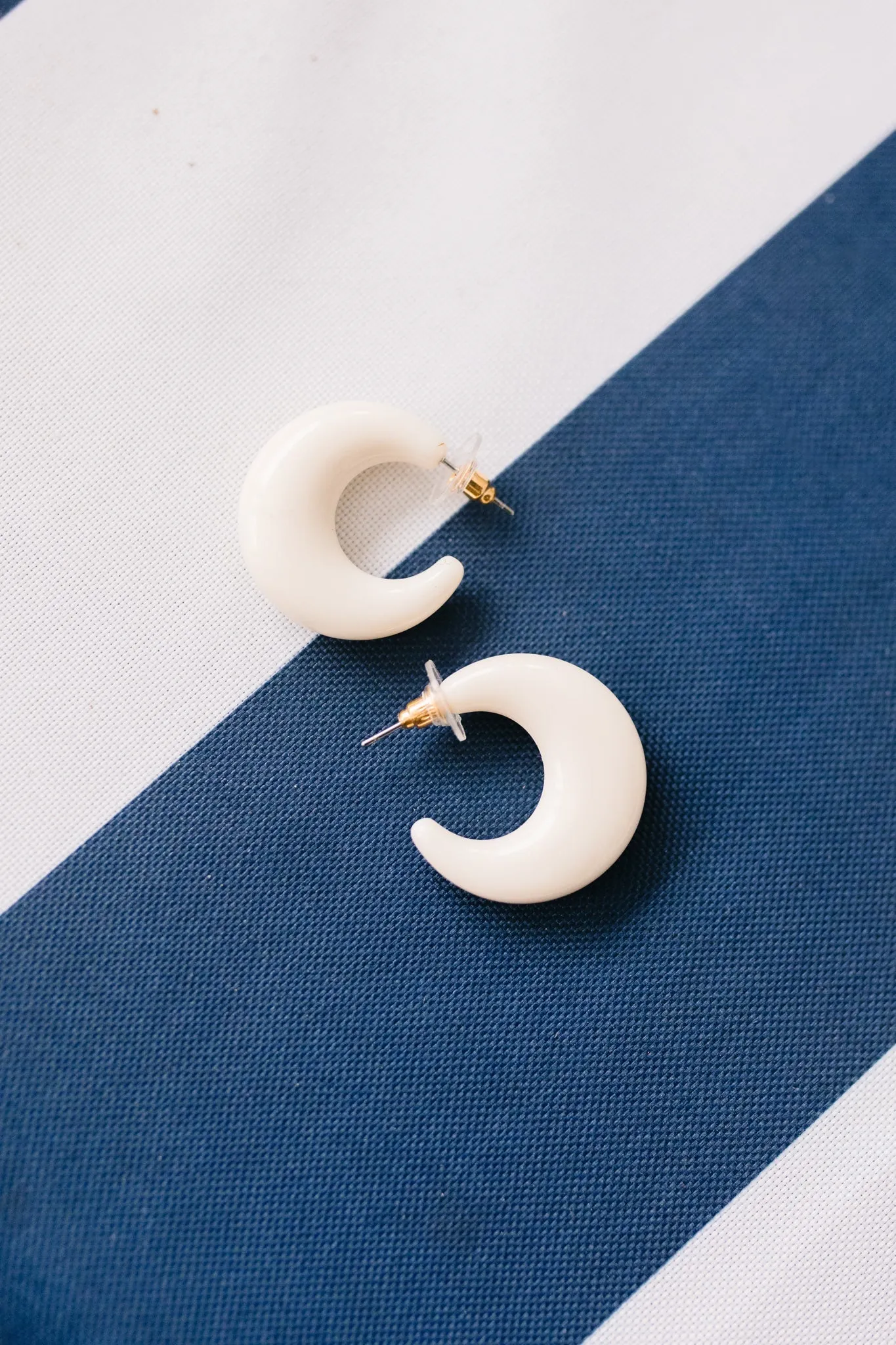 Ivory Crescent Hoop Earrings