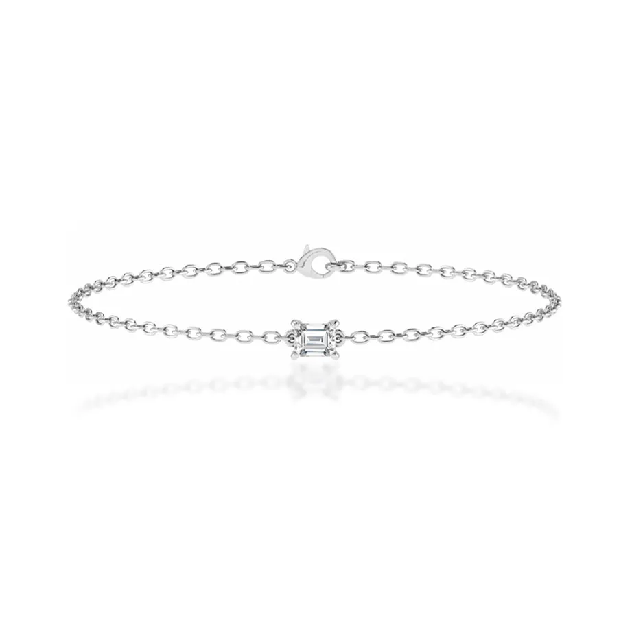 JADA - Lab Diamond Emerald Solitaire Bracelet 18k White Gold