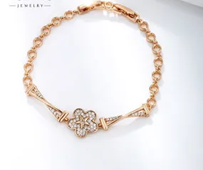 Jewelry plated 18K gold alloy inlaid with zirconium flower bracelet girls high-end European and American fashion