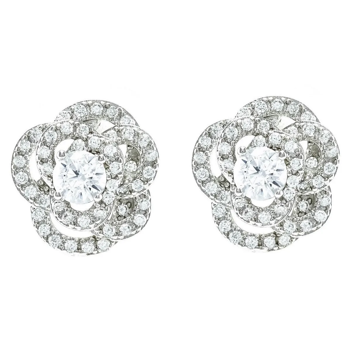 Jodase CZ Flower Stud Earrings