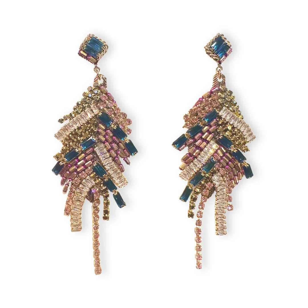 Kerry Leaves Gemstone Statement Earrings