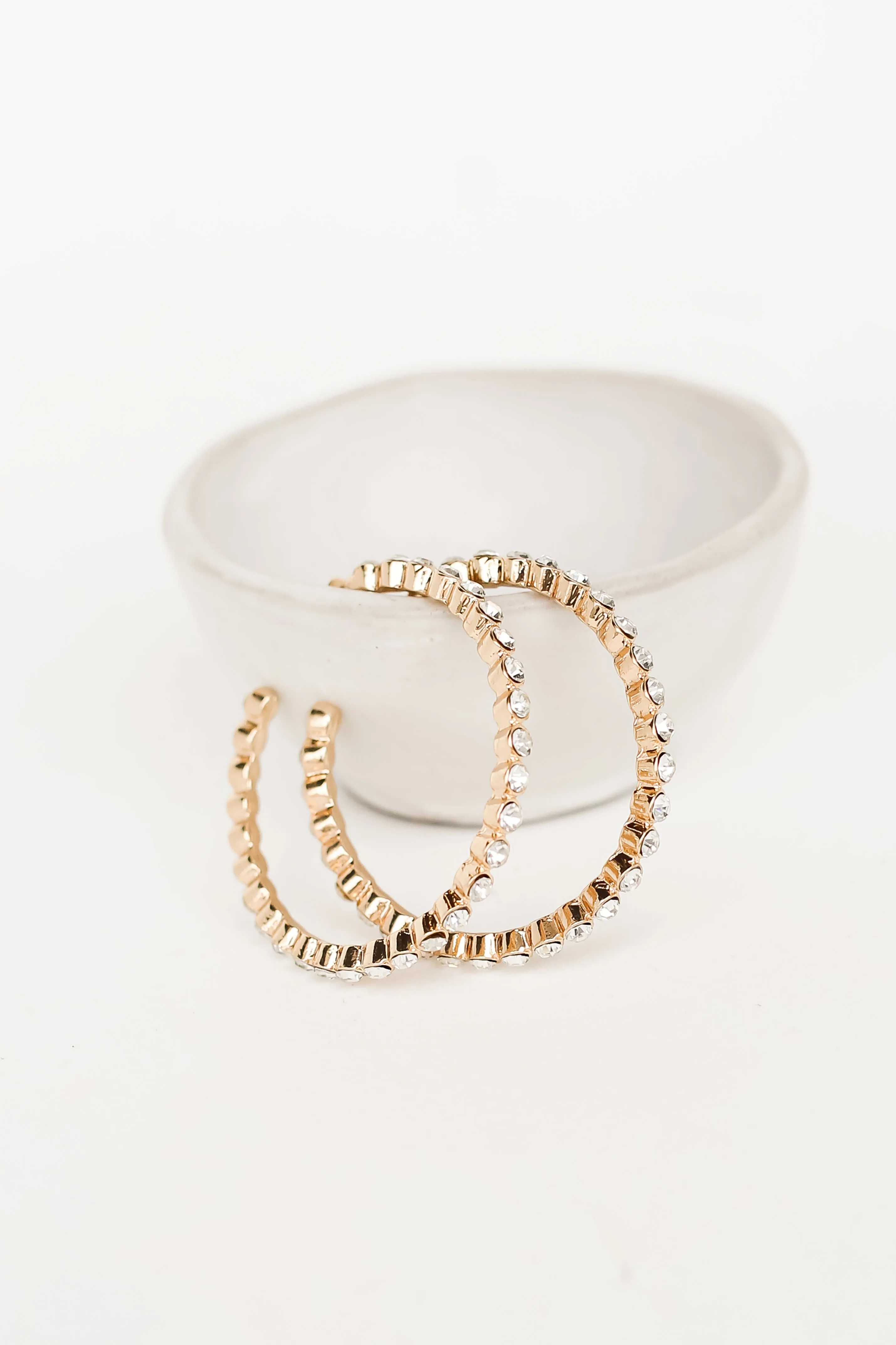 Kiara Gold Rhinestone Hoop Earrings