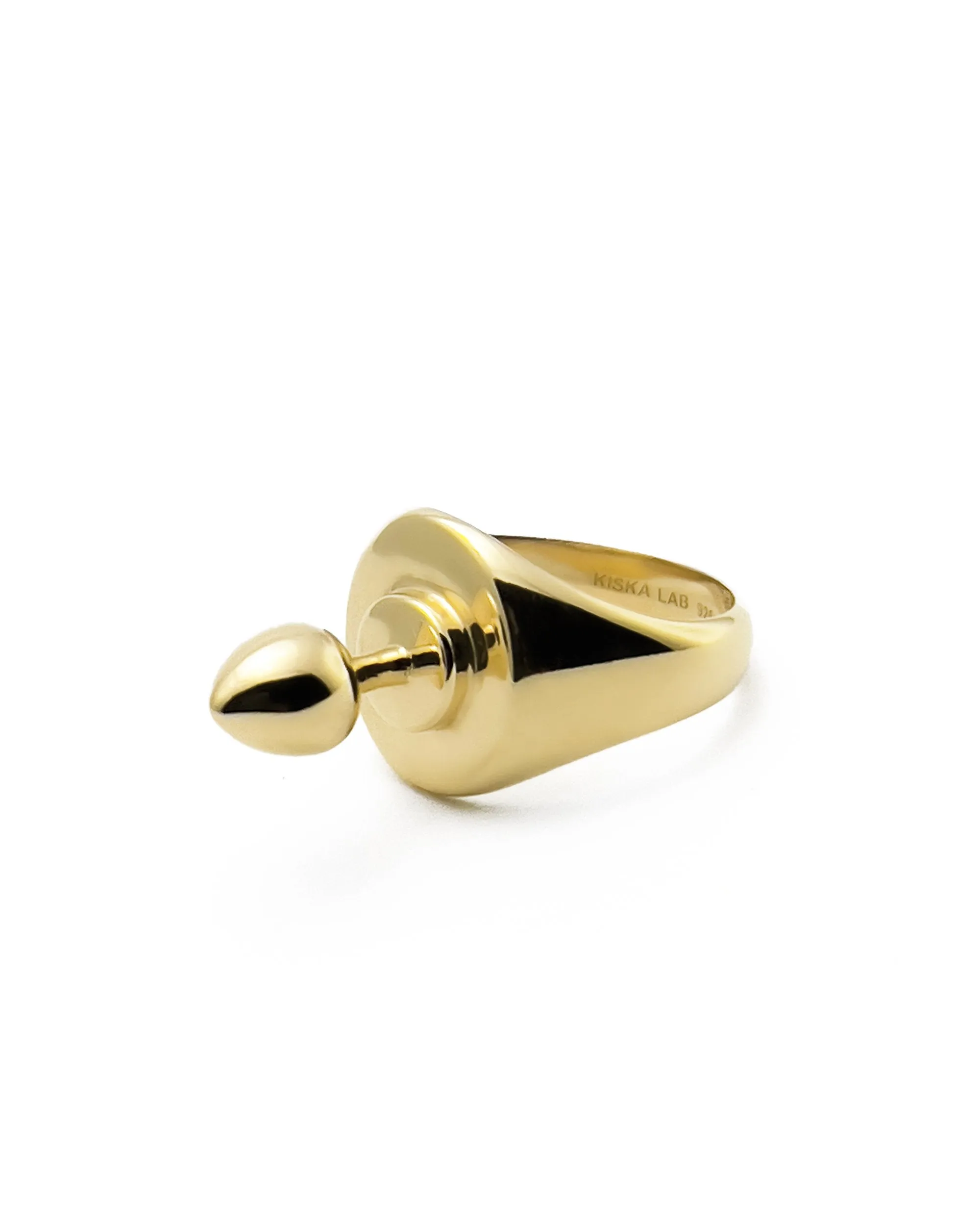 KISKA LAB MINI PLUG SIGNET GOLD RING