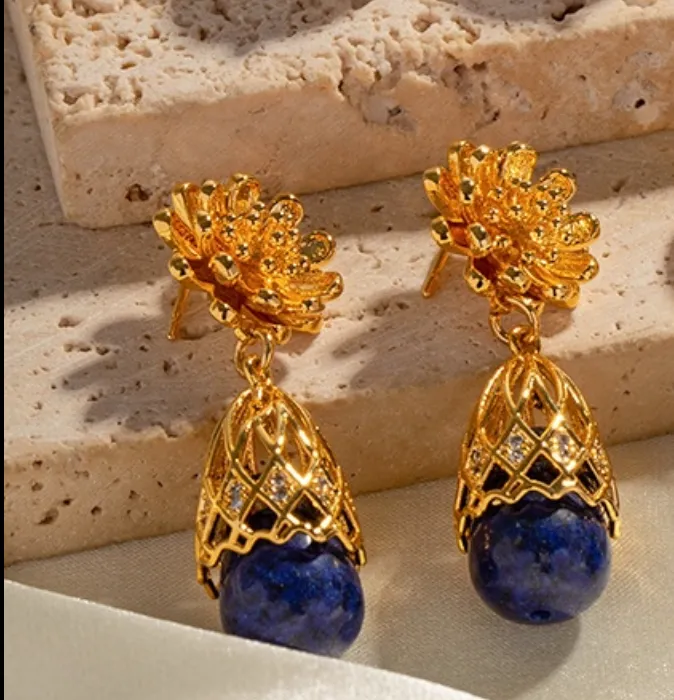 Lapis Lazuli Bloom Earrings