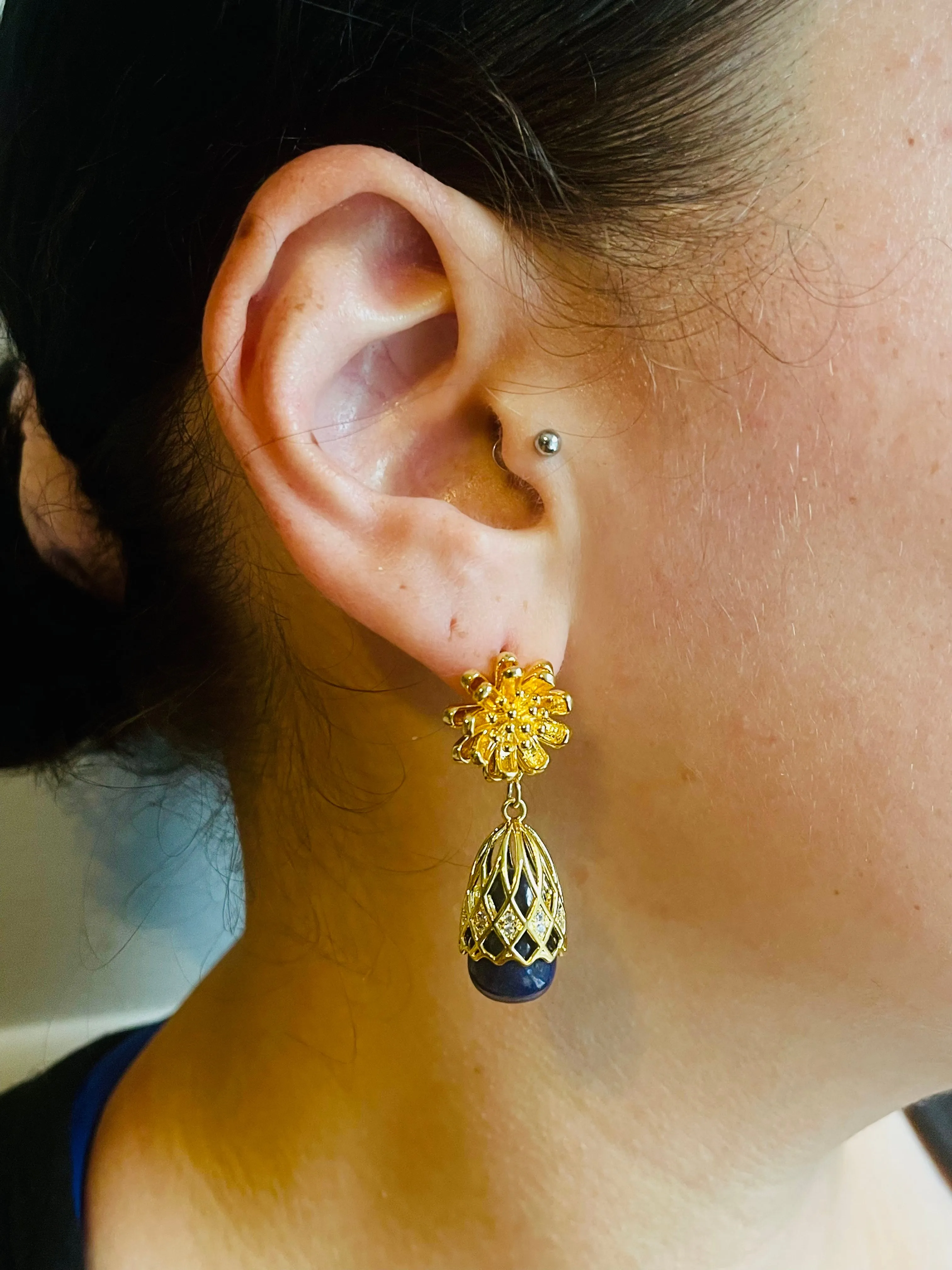 Lapis Lazuli Bloom Earrings