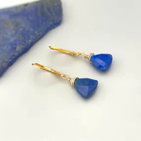 Lapis Lazuli Earrings dangly, 14k gold, sterling silver