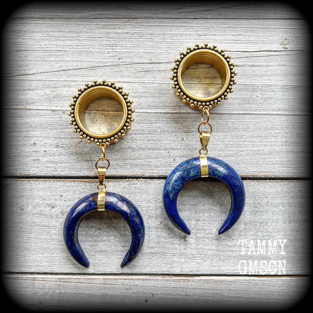 Lapis lazuli tunnel dangles-Boho tunnels